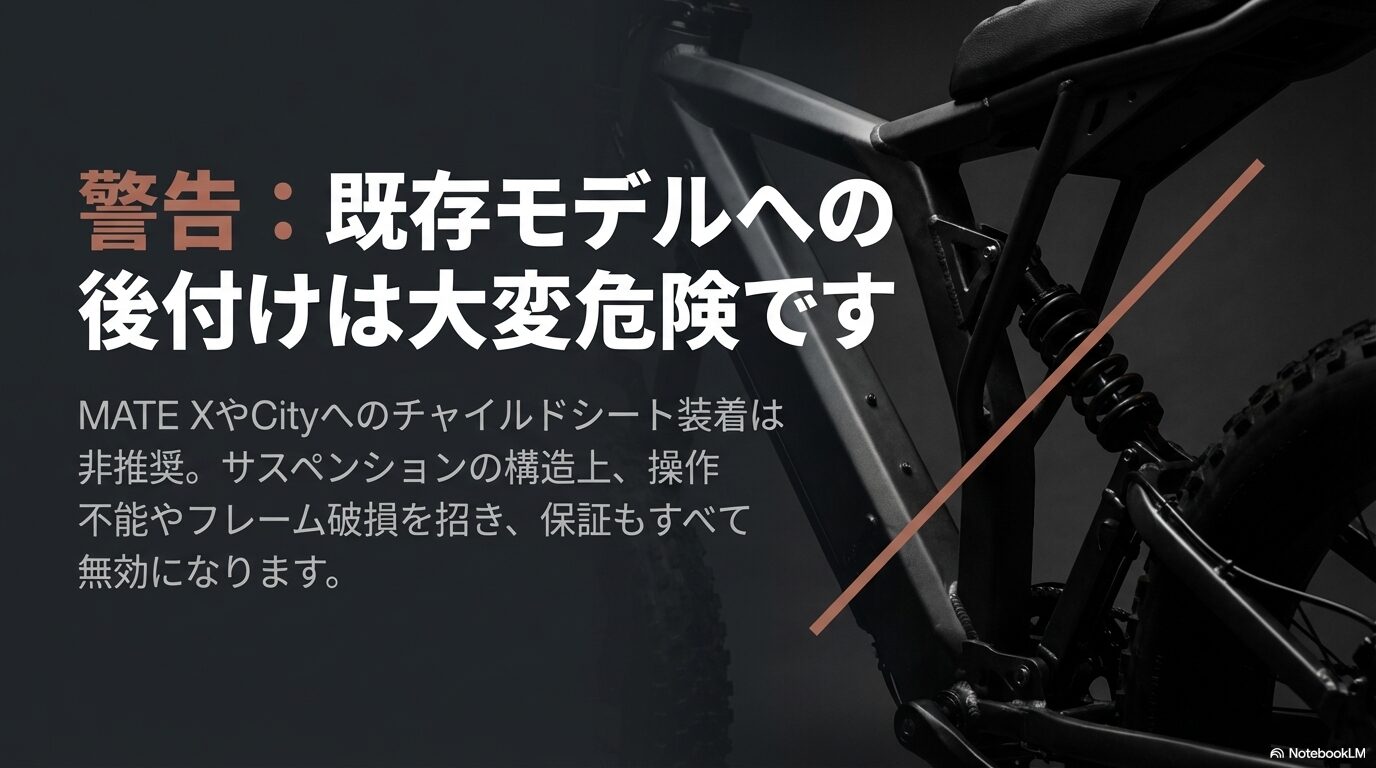 MATE XやCityへのチャイルドシート後付けが非推奨である理由と危険性の警告