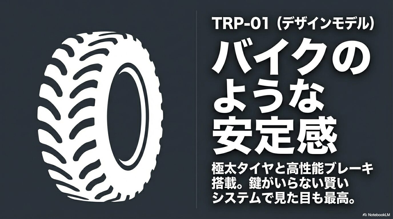 TRP-01（デザインモデル）：バイクのような安定感。極太タイヤと高性能ブレーキ搭載