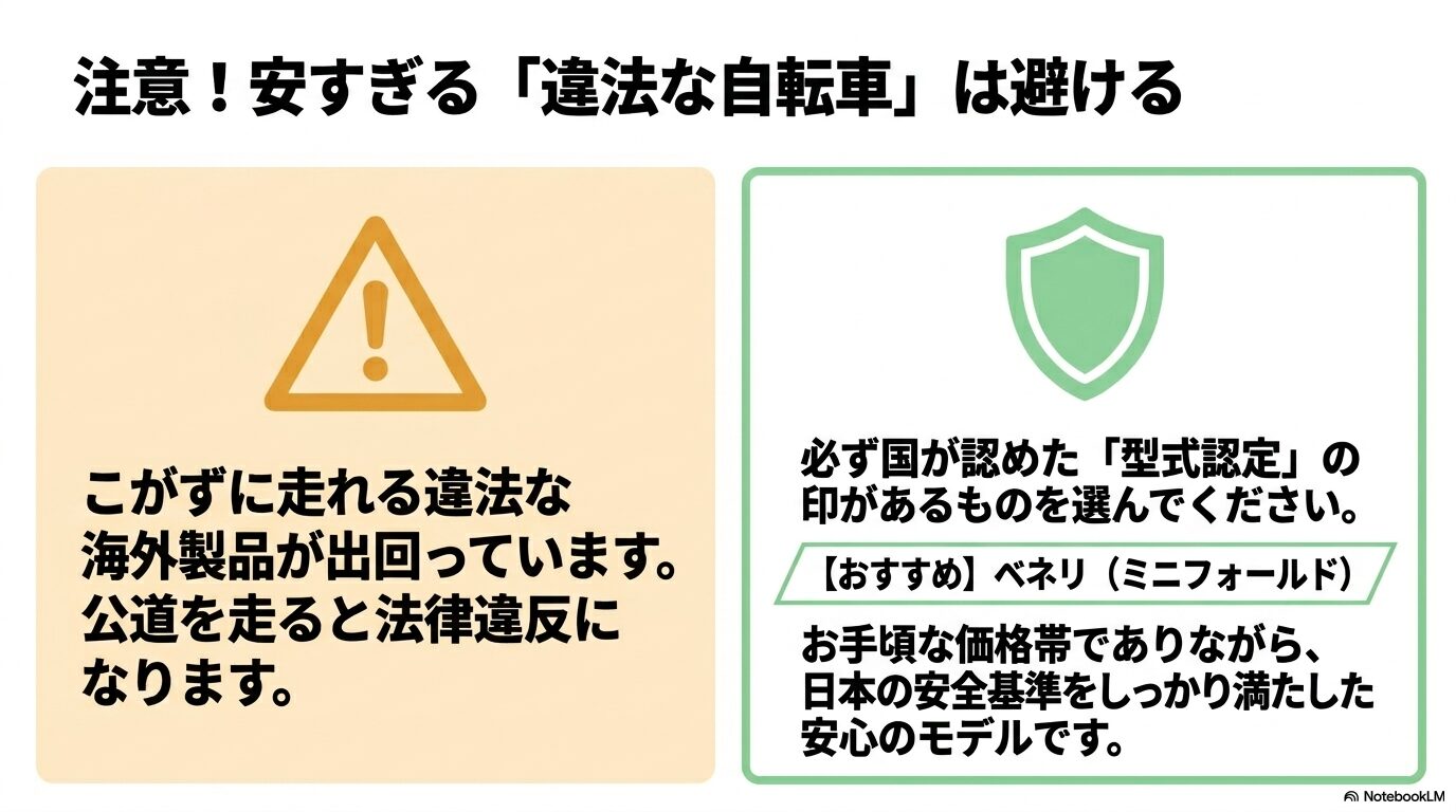 公道を走れない違法モペッドへの注意喚起と、型式認定を取得した安全なおすすめモデルの紹介