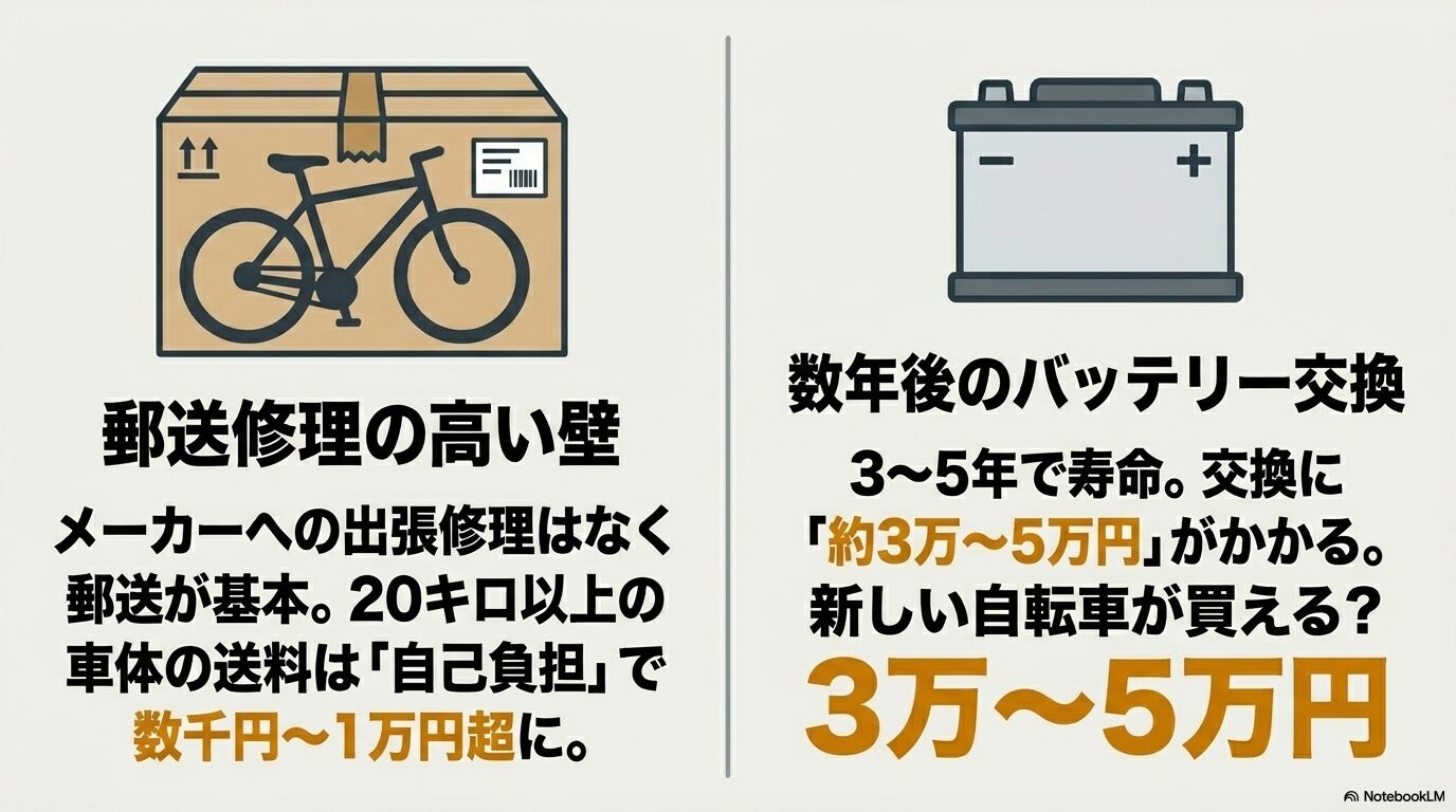 郵送修理の高い壁である自己負担の送料と数年後のバッテリー交換にかかる3万から5万円の費用